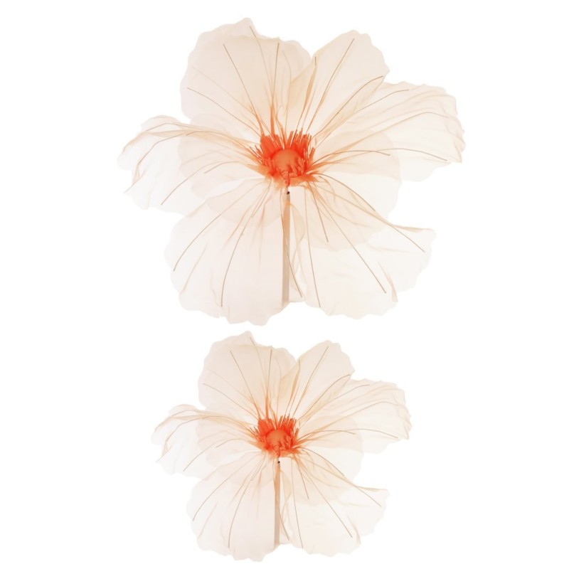 Lot de 10 - Coquelicot géant artificiel en organza X2, 52 cm - orange saumon 