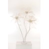 Lot de 3 - Coquelicot géant artificiel en organza X3 sur base bois, 140-170 cm - blanc 