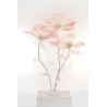 Lot de 3 - Coquelicot géant artificiel en organza X3 sur base bois, 140-170 cm - rose blanc 