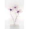Lot de 3 - Coquelicot géant artificiel en organza X3 sur base bois, 140-170 cm - violet crème 