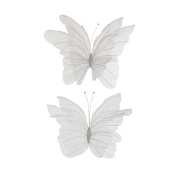 Lot de 10 - Petit et moyen papillon artificiel en organza, D. 55-65 cm - blanc 