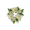 Lot de 8 - Couronne de bougie artificielle rose Austin et gypsophile, 20 cm - blanc 