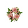 Lot de 8 - Couronne de bougie artificielle rose Austin et gypsophile, 20 cm - rose 