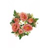 Lot de 8 - Couronne de bougie artificielle rose Austin et gypsophile, 20 cm - saumon rose 