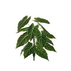 Lot de 24 - Buisson artificiel d'alocasia toucher réel X18, 60 cm - vert crème 