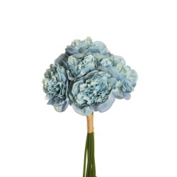 Lot de 12 - Bouquet artificiel de pivoines X7, 34 cm - bleu clair 