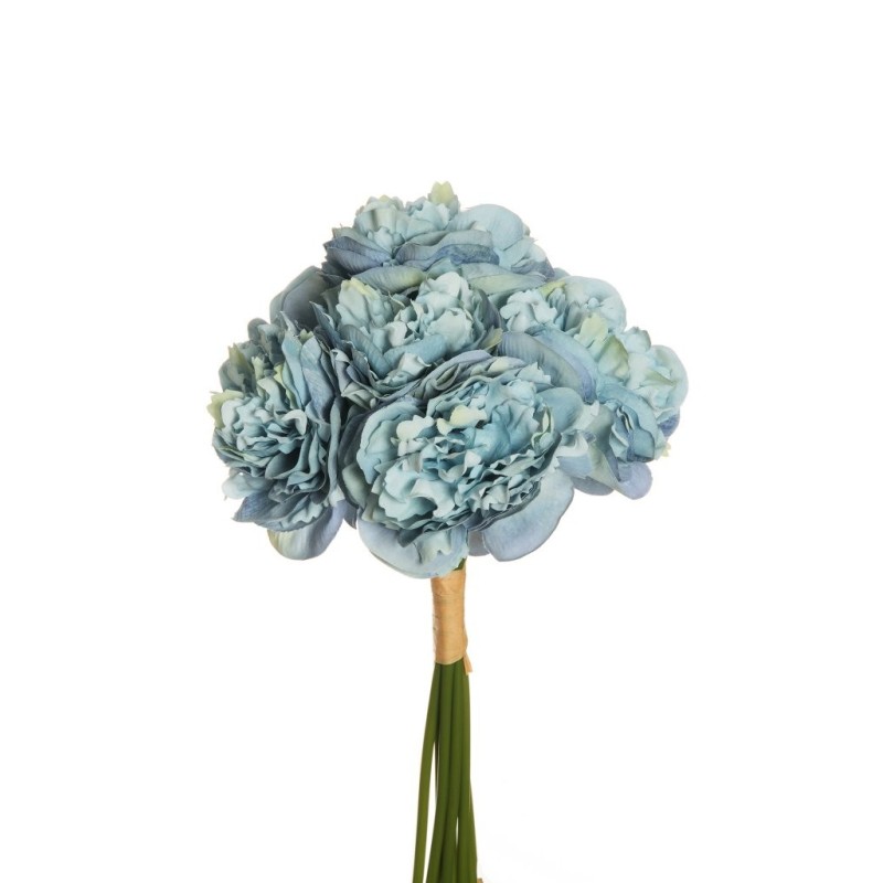 Lot de 12 - Bouquet artificiel de pivoines X7, 34 cm - bleu clair 
