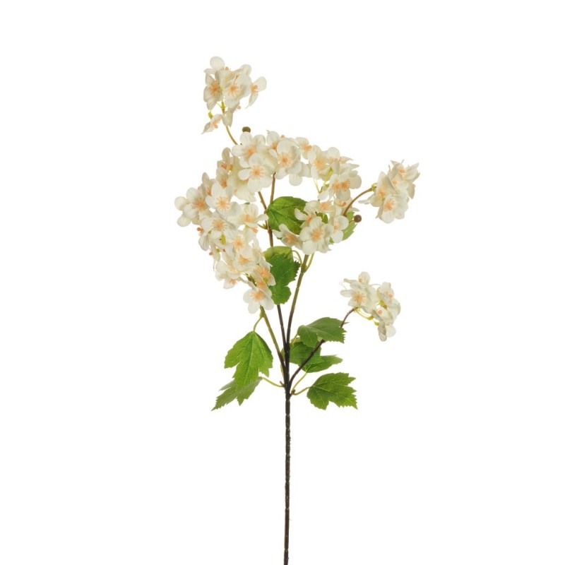 Lot de 24 - Tige artificielle de fleurs de fraisier X3, 75 cm - crème 