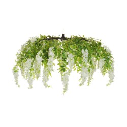 Parasol suspendu artificiel de glycine toucher réel, D. 120 cm - blanc 