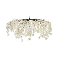 Parasol suspendu artificiel de fleurs de pêcher, D. 150 cm - blanc 