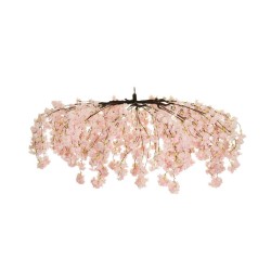 Parasol suspendu artificiel de fleurs de pêcher, D. 150 cm - rose 