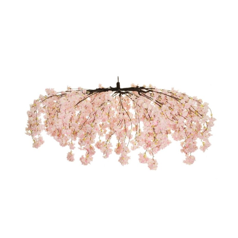 Parasol suspendu artificiel de fleurs de pêcher, D. 150 cm - rose 