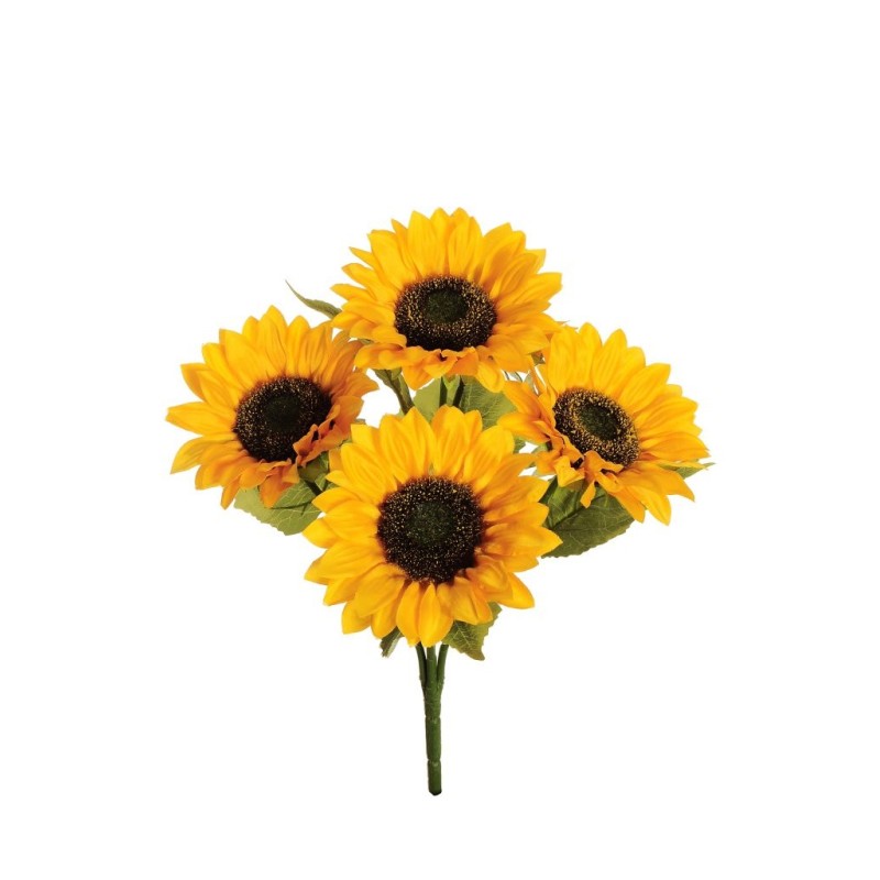 Lot de 8 - Buisson artificiel de tournesol X5, 44 cm - jaune 