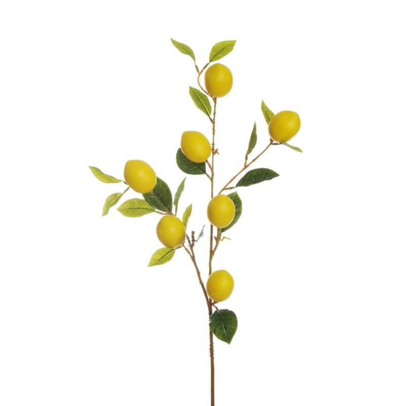 Lot de 12 - Branche artificielle de citronnier toucher réel X7, 96 cm - jaune 