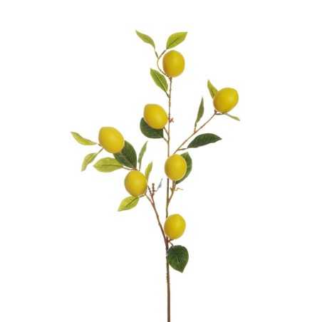 Lot de 12 - Branche artificielle de citronnier toucher réel X7, 96 cm - jaune 