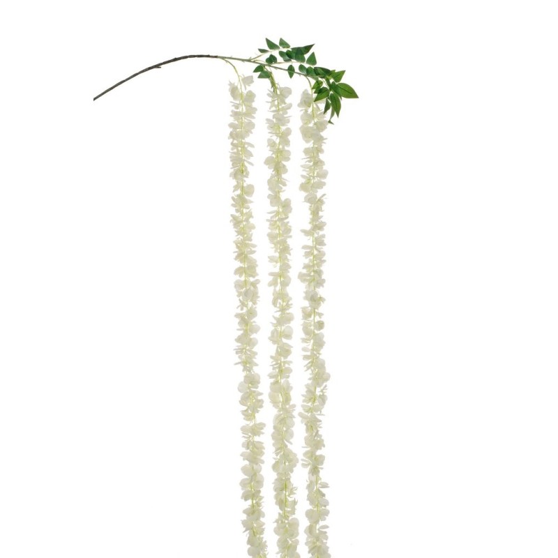 Lot de 12 - Longue branche suspendue artificielle de glycine, 250 cm - blanc 