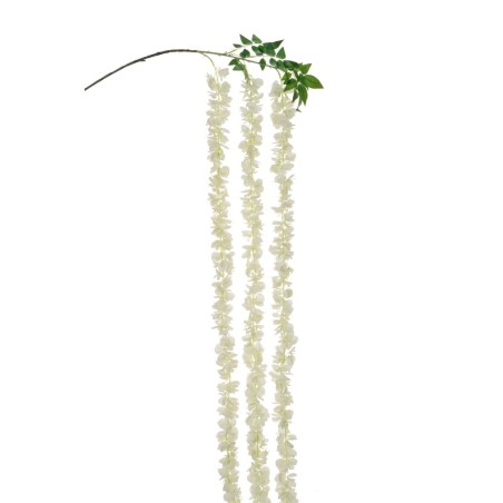 Lot de 12 - Longue branche suspendue artificielle de glycine, 250 cm - blanc 