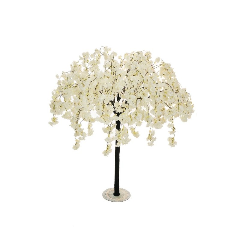 Lot de 2 - Plante artificielle de fleurs de pêcher sur base métal, 160 cm - blanc 