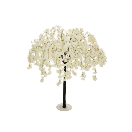 Lot de 2 - Plante artificielle de fleurs de pêcher sur base métal, 160 cm - blanc 