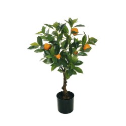 Lot de 6 - Mini mandarinier artificiel en pot, 65 cm - orange 