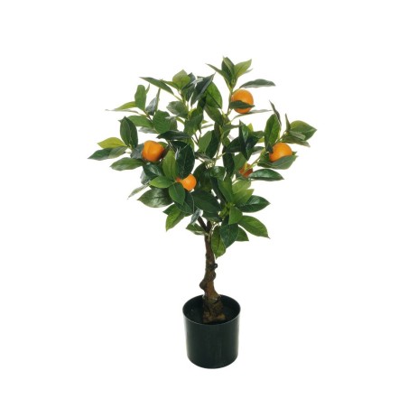 Lot de 6 - Mini mandarinier artificiel en pot, 65 cm - orange 