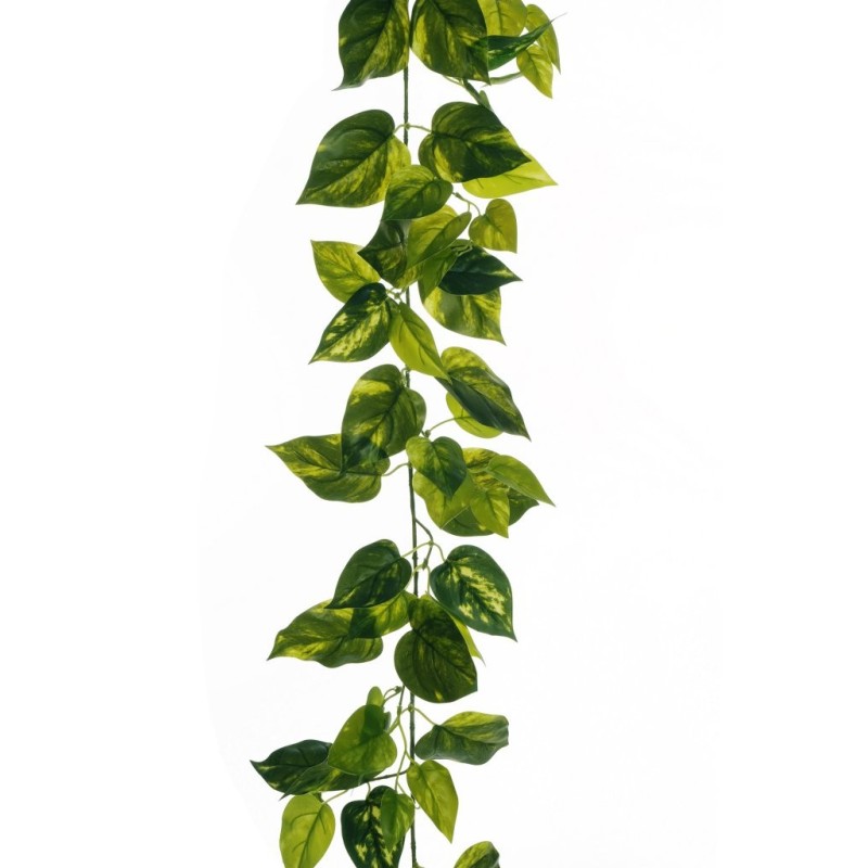 Lot de 12 - Guirlande artificielle de pothos impression 3D X113, 190 cm - vert 