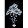 Lot de 3 - Coquelicot géant artificiel en organza X3 sur base bois, 140-170 cm - bleu crème 