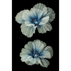 Lot de 10 - Coquelicot géant artificiel en organza X2, 52 cm - bleu crème 