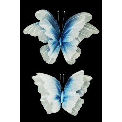 Lot de 10 - Petit et moyen papillon artificiel en organza, D. 55-65 cm - bleu crème 