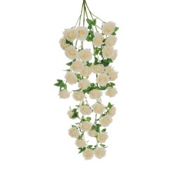Lot de 6 - Buisson suspendu artificiel géant de roses France X4, 125 cm - ivoire 