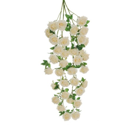 Lot de 6 - Buisson suspendu artificiel géant de roses France X4, 125 cm - ivoire 