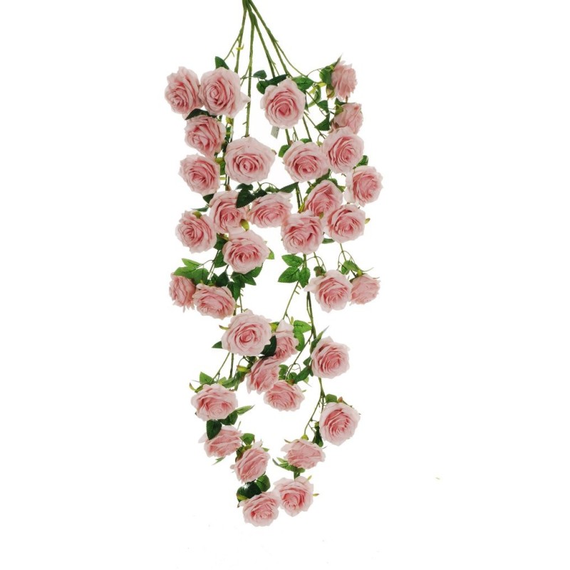 Lot de 6 - Buisson suspendu artificiel géant de roses France X4, 125 cm - rose ancien 