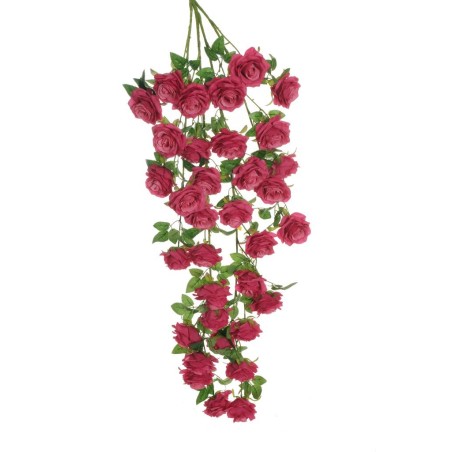 Lot de 6 - Buisson suspendu artificiel géant de roses France X4, 125 cm - fuchsia 