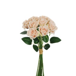Lot de 12 - Bouquet artificiel de boutons de rose Noblesse X10, 37 cm - chair 