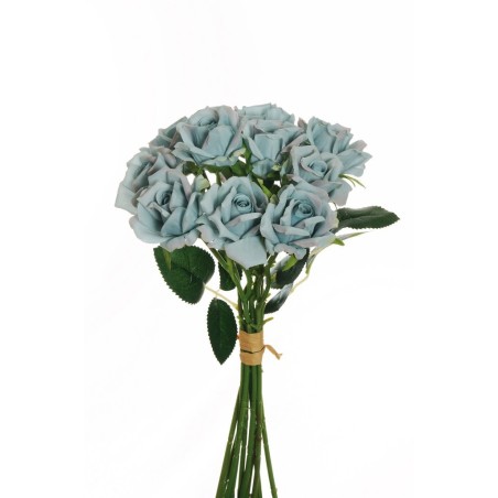 Lot de 12 - Bouquet artificiel de boutons de rose Noblesse X10, 37 cm - bleu 