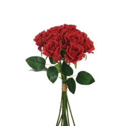 Lot de 12 - Bouquet artificiel de boutons de rose Noblesse X10, 37 cm - rouge 