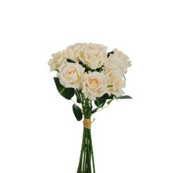 Lot de 12 - Bouquet artificiel de boutons de rose Noblesse X10, 37 cm - ivoire pêche 