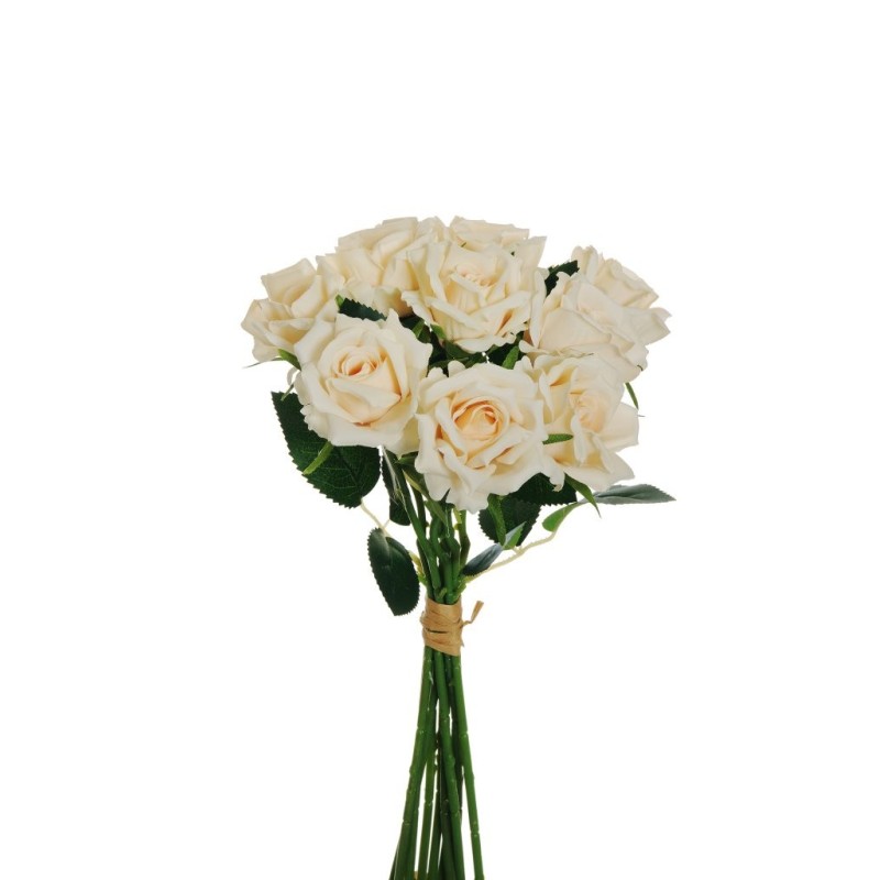 Lot de 12 - Bouquet artificiel de boutons de rose Noblesse X10, 37 cm - ivoire pêche 