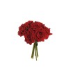 Lot de 12 - Bouquet artificiel de rose diamant velours X7, 24 cm - rouge 