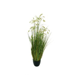 Lot de 4 - Plante artificielle de papyrus en pot, 120 cm - vert 