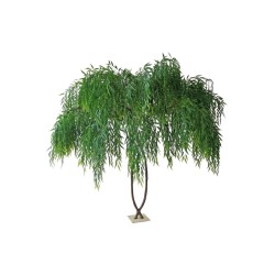 Plante artificielle de saule pleureur sur base métal, 280 cm - vert 