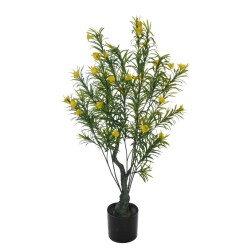 Lot de 2 - Plante artificielle d'olivier toucher réel en pot, 175 cm - jaune 