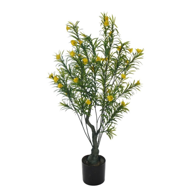 Lot de 2 - Plante artificielle d'olivier toucher réel en pot, 175 cm - jaune 