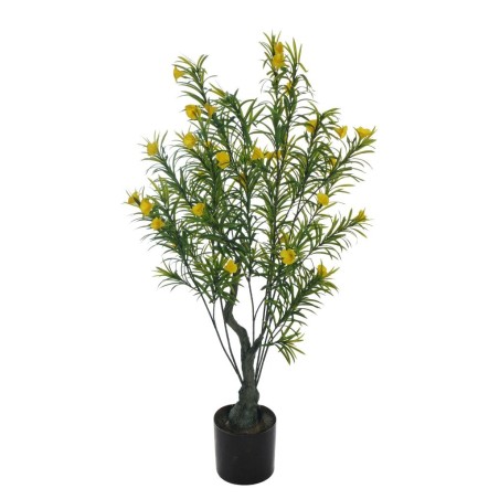 Lot de 2 - Plante artificielle d'olivier toucher réel en pot, 175 cm - jaune 