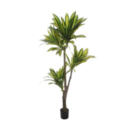 Lot de 2 - Plante artificielle de dracaena toucher réel en pot, 190 cm - vert 