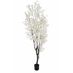 Lot de 2 - Plante artificielle de fleurs de pêcher en pot, 240 cm - blanc 