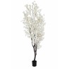 Lot de 2 - Plante artificielle de fleurs de pêcher en pot, 240 cm - blanc 