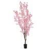 Lot de 2 - Plante artificielle de fleurs de pêcher en pot, 240 cm - rose 