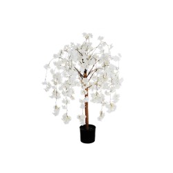 Lot de 2 - Plante artificielle de fleurs de pêcher en pot, 110 cm - blanc 