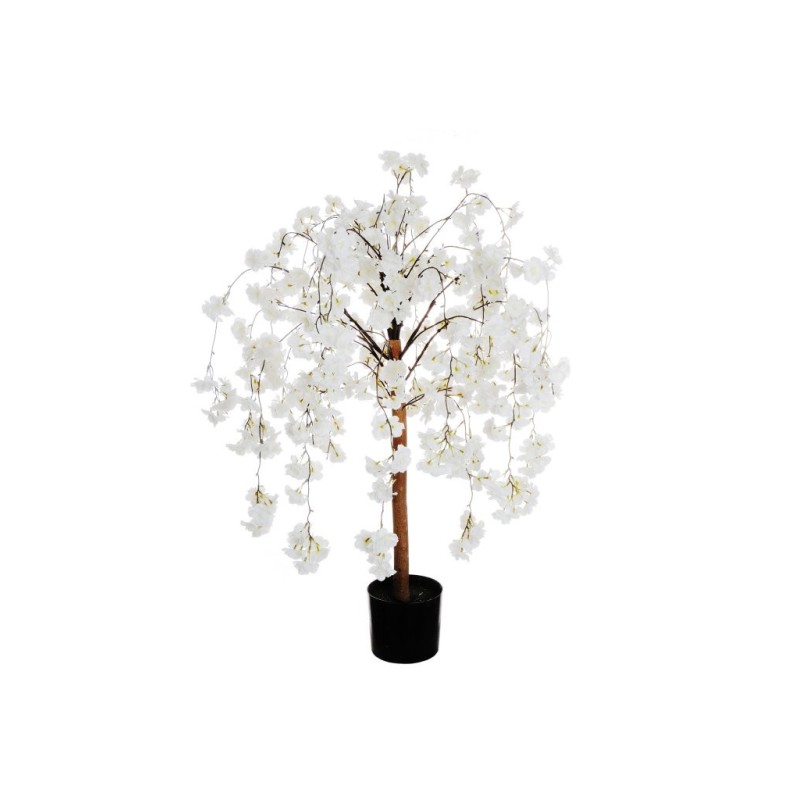 Lot de 2 - Plante artificielle de fleurs de pêcher en pot, 110 cm - blanc 